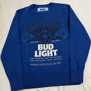 Bud Light Blue Crewneck Sweater for Men Size Large